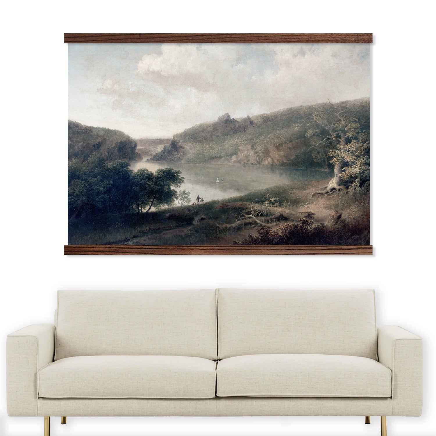 Big Wall Art - New York Vintage Lake - Framed Nature Wall Art - Lake House Decor