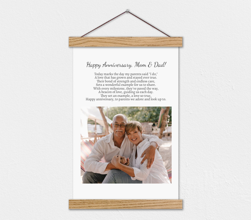 Anniversary Gift for Parents - Poem and Photo Custom Canvas