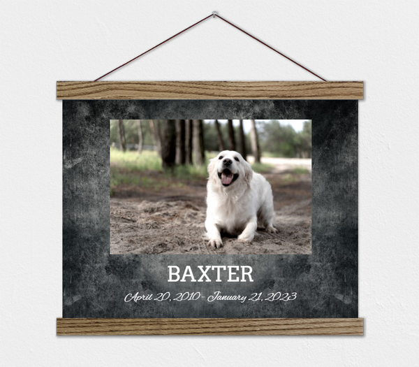 Pet Loss Memorial Personalized Grunge Framed Photo Canvas Gift