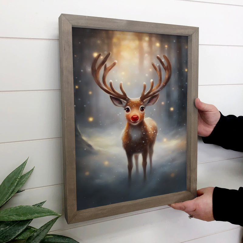 Rudolph the red Nosed Reindeer Glowing Nose - Christmas Art