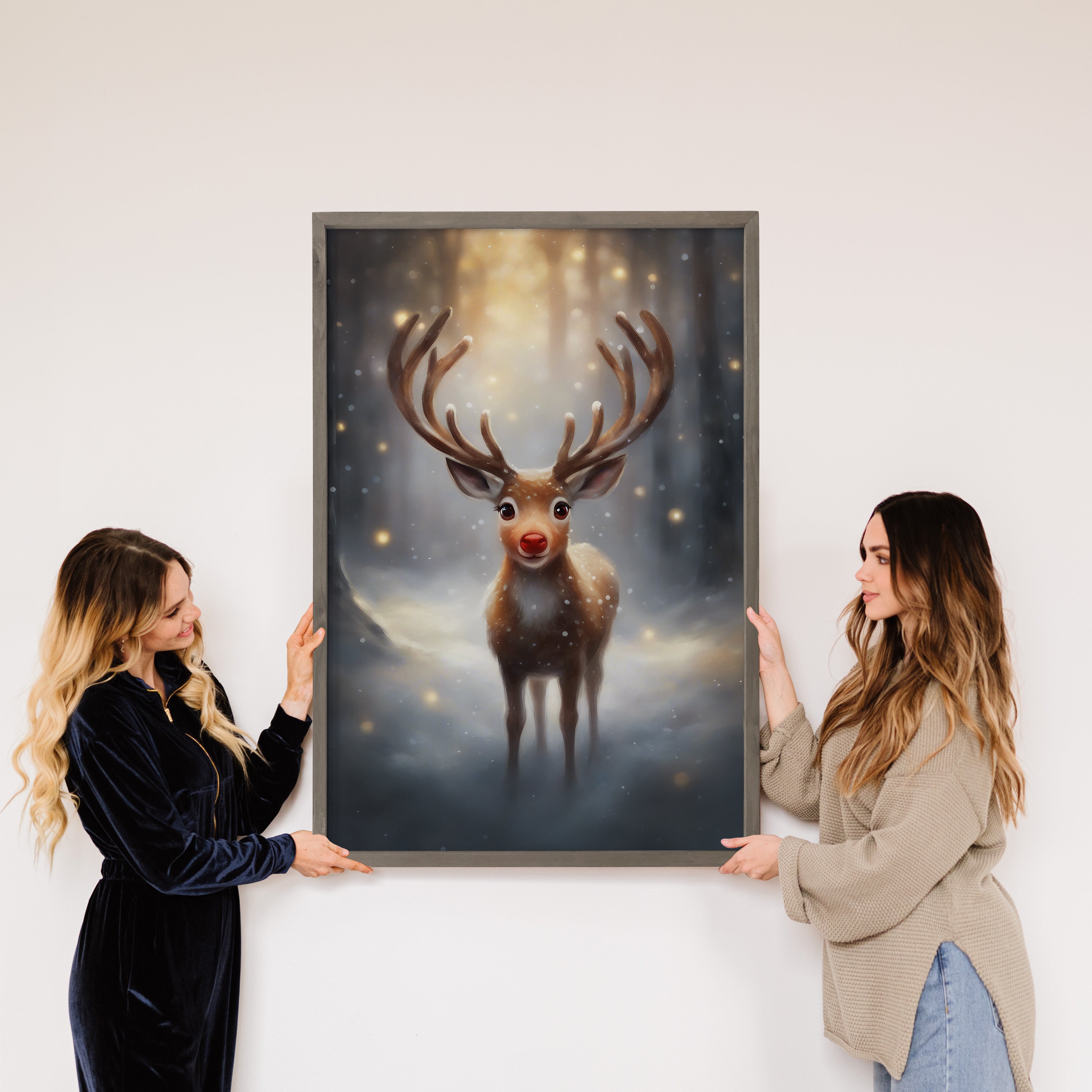 Rudolph the red Nosed Reindeer Glowing Nose - Christmas Art