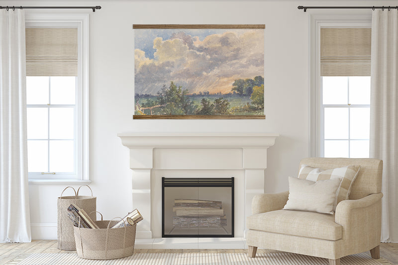 Ranch Watercolor Large Neutral Landscape Wall Art