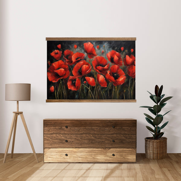 Extra Large Canvas - Red Poppies Painting - Nature Canvas Art - Wood Framed Decor