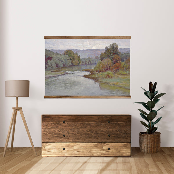 Home Office Large Canvas Wall Art - River View Painting