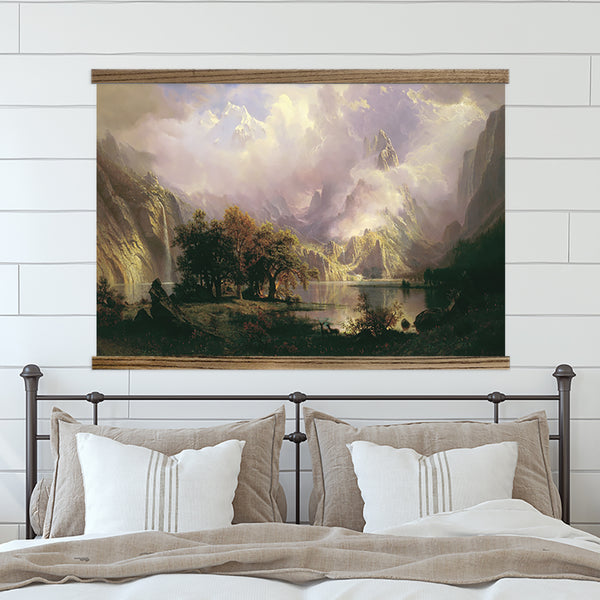 Large Wall Art-Rocky Mountain by Albert Bierstadt- Framed Canvas Large Wall Art