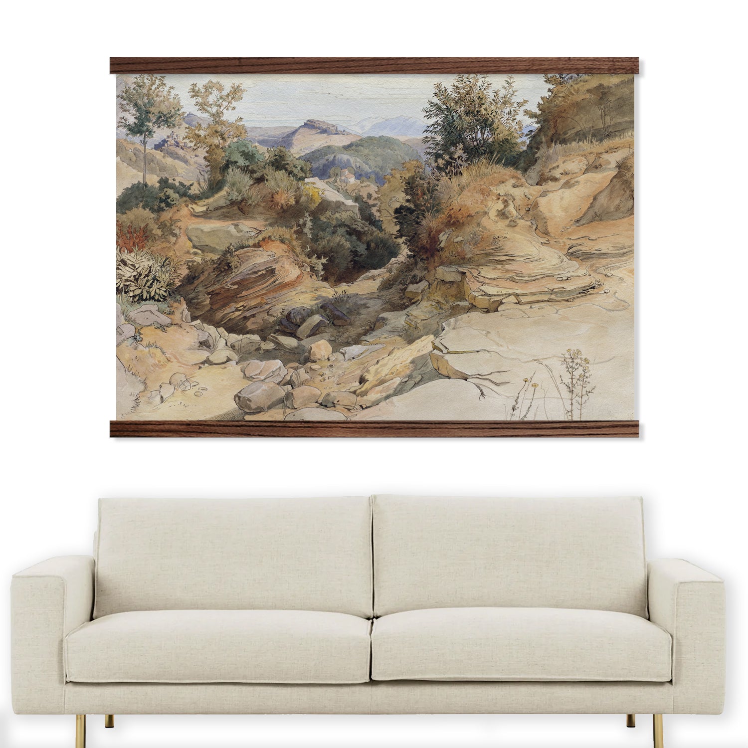 Rocky Ravine - Landscape Wall Art Extra Large Framed Canvas Tapestry