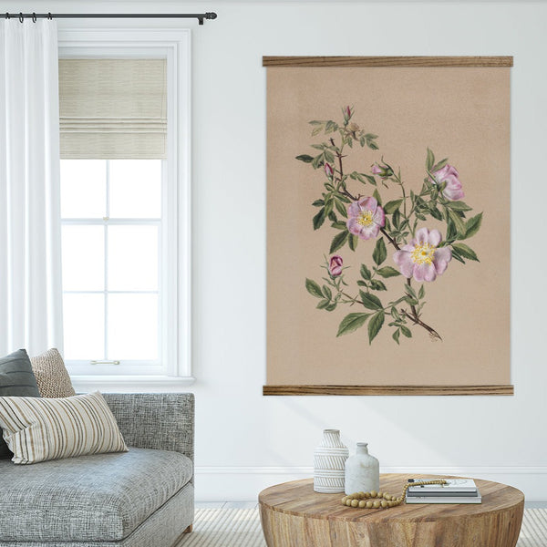 Extra Large Wall Art-Rose Mallow on Beige Background- Framed Canvas Large Wall Art