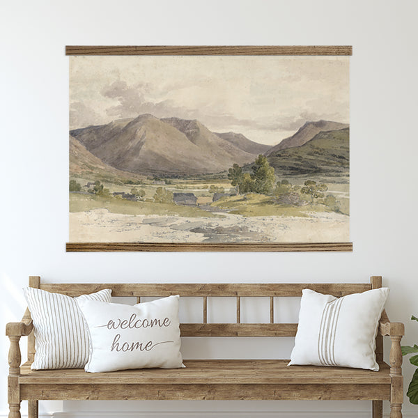Extra Large Wall Art-Rural Farm Watercolor- Framed Canvas Large Wall Art