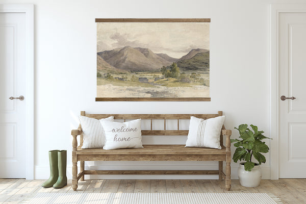 Extra Large Wall Art-Rural Farm Watercolor- Framed Canvas Large Wall Art