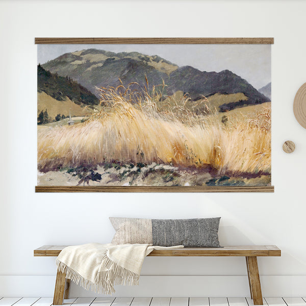 Big Paintings for Living Room - Rye Field - Framed Nature Decor - Ranch House Canvas Art