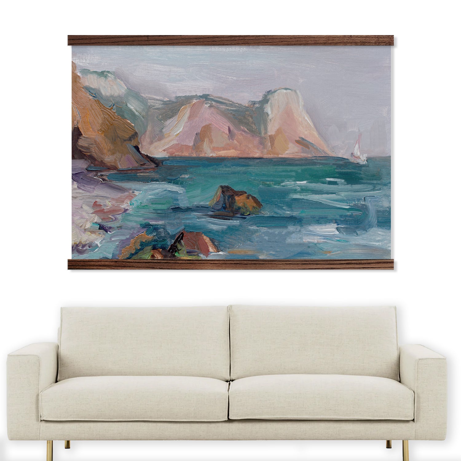 Front Entry Large Canvas Wall Art - Sailboat in the Sea Painting