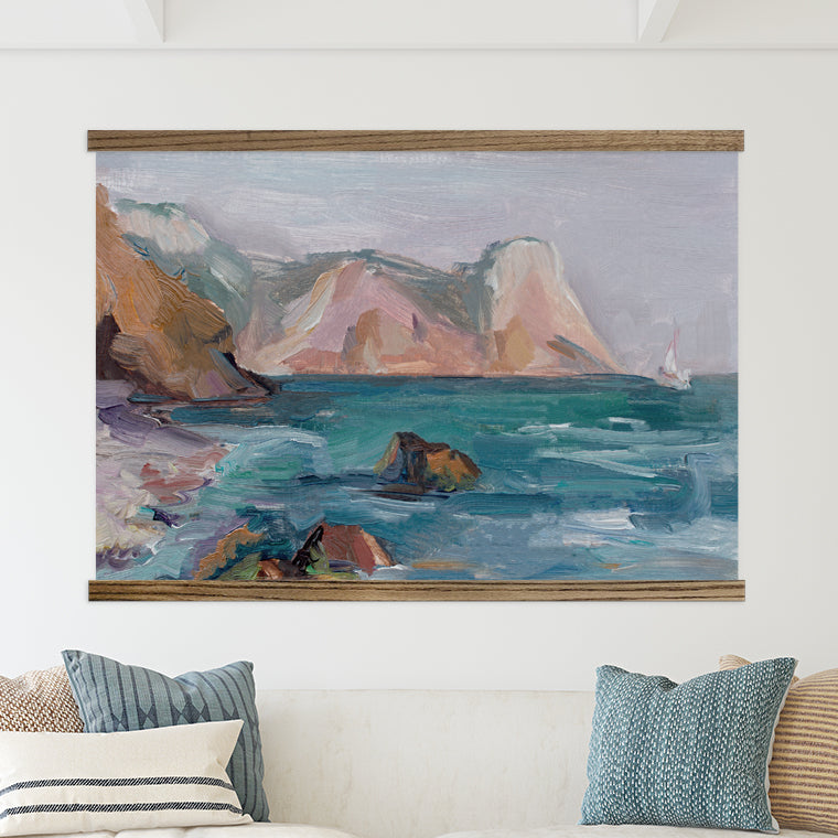 Front Entry Large Canvas Wall Art - Sailboat in the Sea Painting