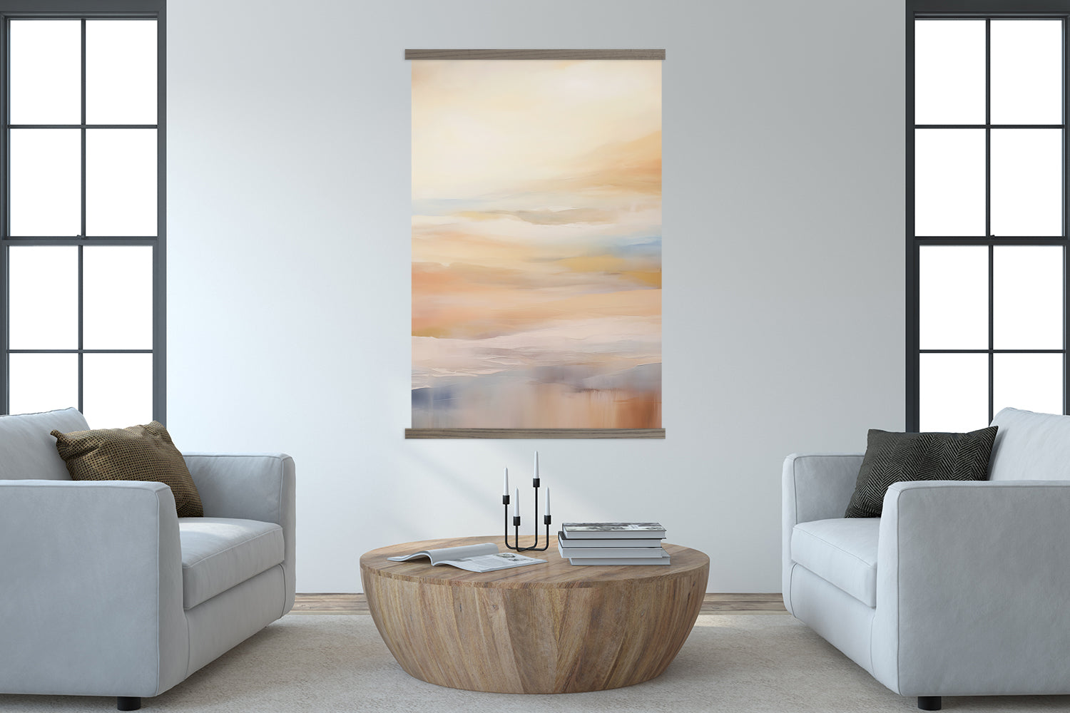 Coastal Wall Art -Serenity Abstract Painting - Wood Framed Canvas Art