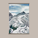 Mountain Cabin Canvas Wall Art - Ski Run Painting - Framed Nature Decor - Cabin Wall Art