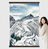 Mountain Cabin Canvas Wall Art - Ski Run Painting - Framed Nature Decor - Cabin Wall Art