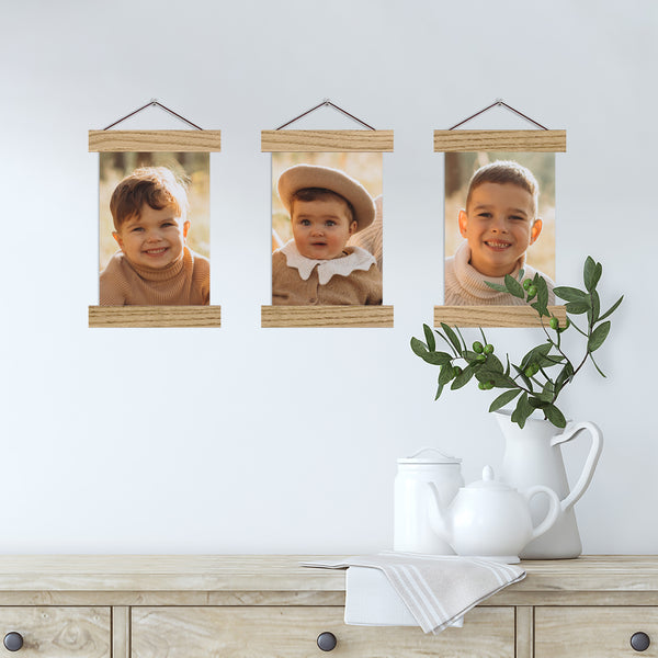 3 Small Canvases for $10 Each - Set of Three 5x7" Hanging Canvas with Small Wood Frames