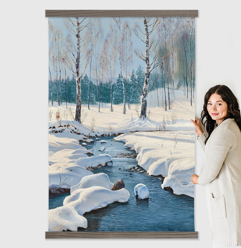 Big Paintings for Living Room - Nature Canvas Art - Snowy River Wall Art