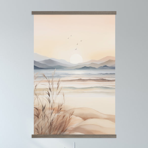 Living Room Large Canvas Art - Soft Modern Bay Painting