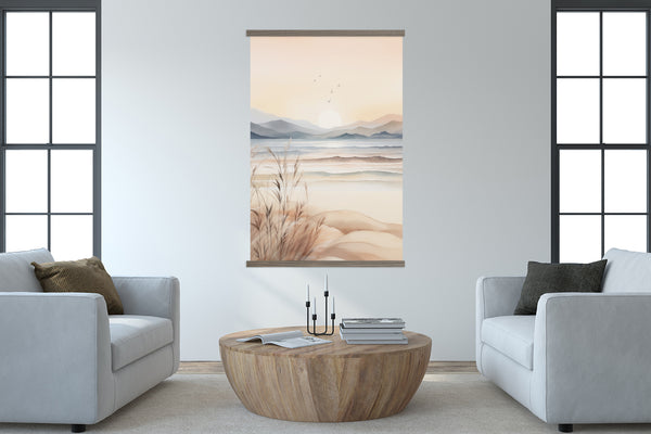 Living Room Large Canvas Art - Soft Modern Bay Painting
