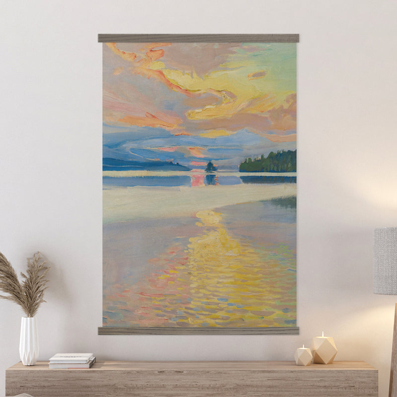 Sunset on the Lake - Wall Hanging Large Canvas and Wood Frame