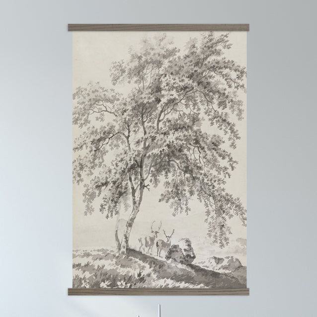 Living Room Large Canvas Wall Art - Tree and Stags