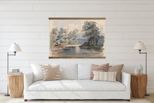 Extra Large Wall Art-Trees by The River- Framed Canvas Large Wall Art