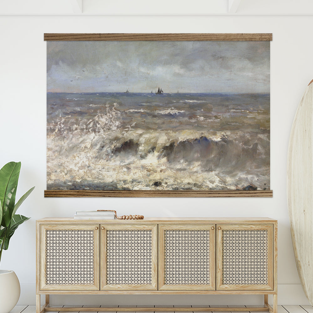 Front Entry Large Canvas Wall Art - Turbulent Sea Painting