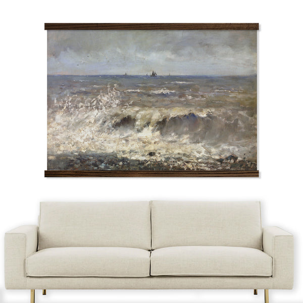 Front Entry Large Canvas Wall Art - Turbulent Sea Painting