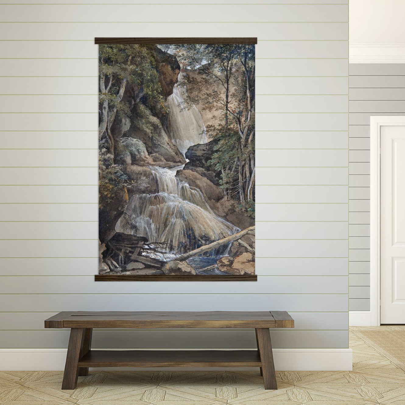 Hallway Large Canvas Wall Art - Vintage Waterfall