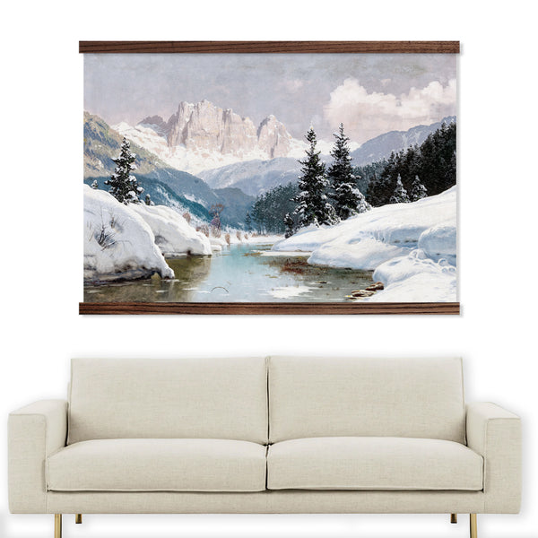 Winter Canvas Wall Hanging - Extra Large Wall Art -  Wood Framed Nature Canvas Art