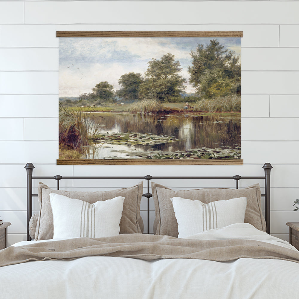 Bedroom Wall Art - Water Lilies Pond - Nature Canvas Art - Framed Farmhouse Art