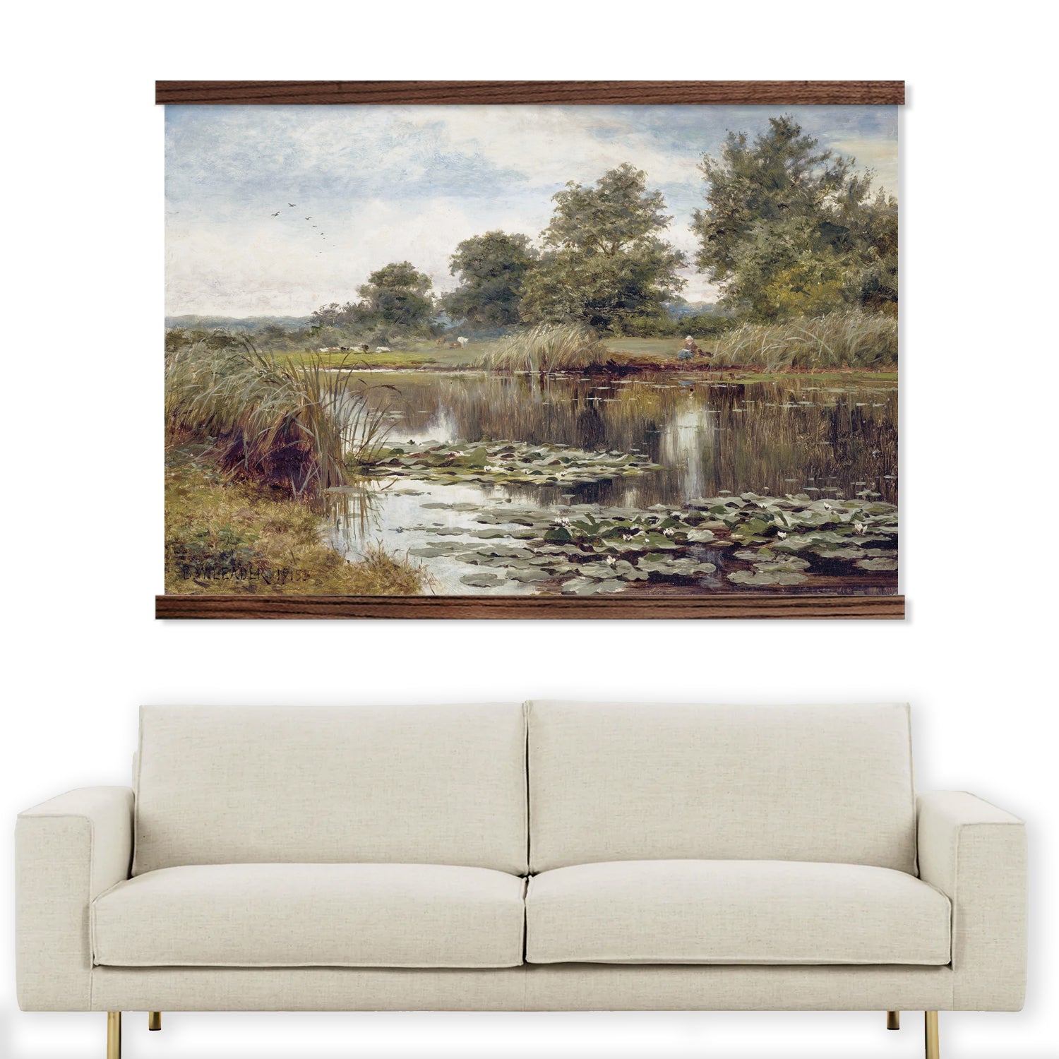 Bedroom Wall Art - Water Lilies Pond - Nature Canvas Art - Framed Farmhouse Art