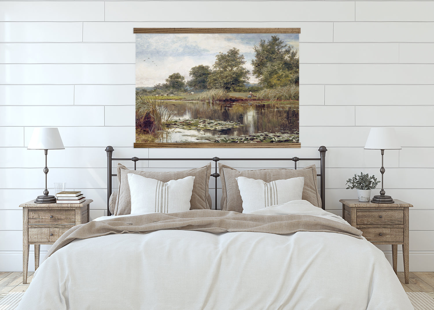 Bedroom Wall Art - Water Lilies Pond - Nature Canvas Art - Framed Farmhouse Art