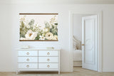Bedroom Center Piece Artwork - White Flower Garden - Framed Nature Decor - Farmhouse Art