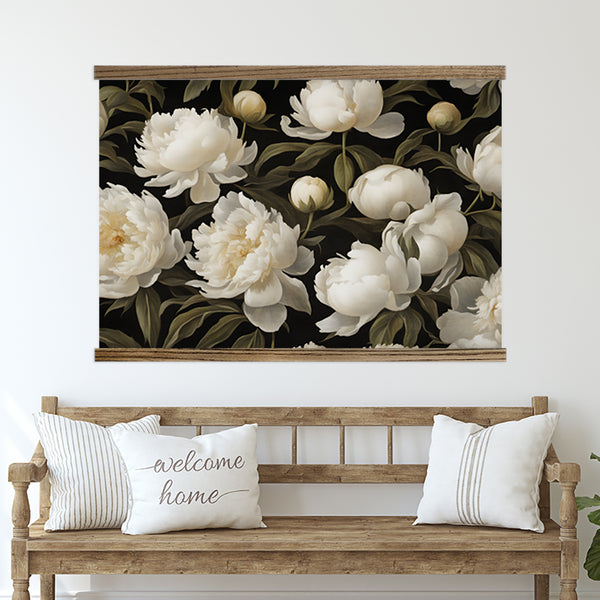 Living Room Large Canvas Wall Art - White Peonies