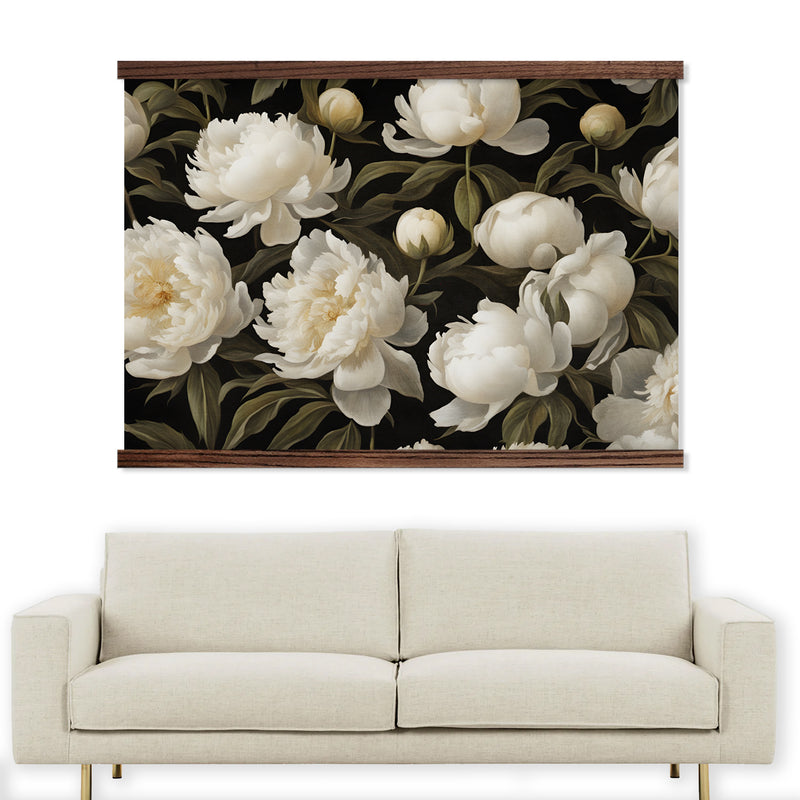 Living Room Large Canvas Wall Art - White Peonies