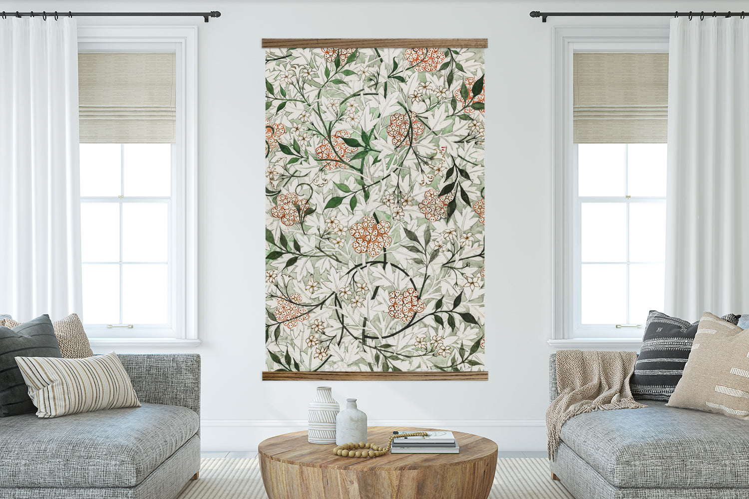 William Morris Jasmine Canvas Wallpaper Tapestry Wall Art Hanging