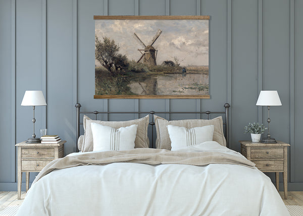 Bedroom Large Canvas Wall Art - Windmill Pond