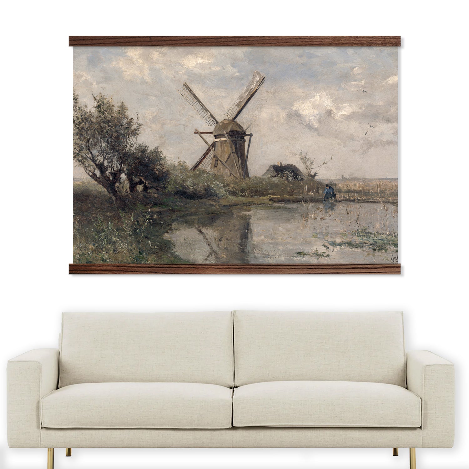 Bedroom Large Canvas Wall Art - Windmill Pond