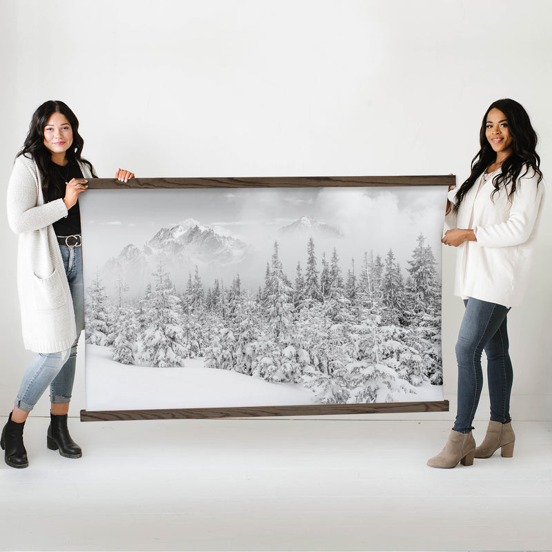 Bedroom Center Piece Wall Art - Winter Mountain Landscape - Framed Nature Photograph - Cabin