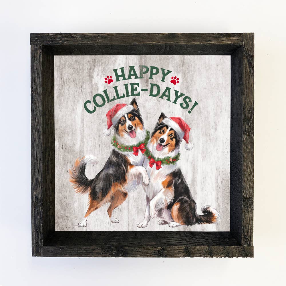 Happy Collie Days - Cute Puppy Canvas Art - Wood Framed Art