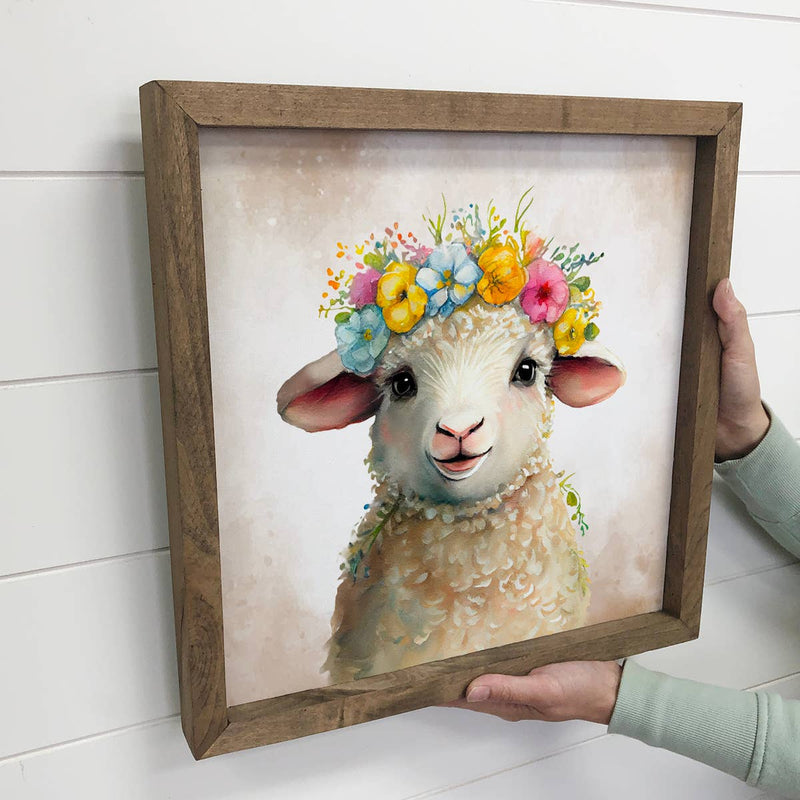 Cute Flower Sheep - Baby Sheep Painting - Baby Farm Animal