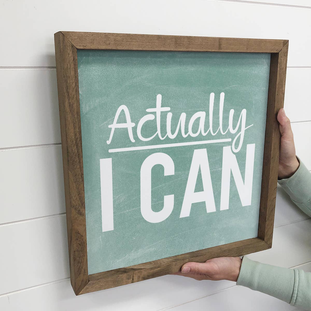 Actually I Can - Funny Word Sign - Wood Framed Canvas Art