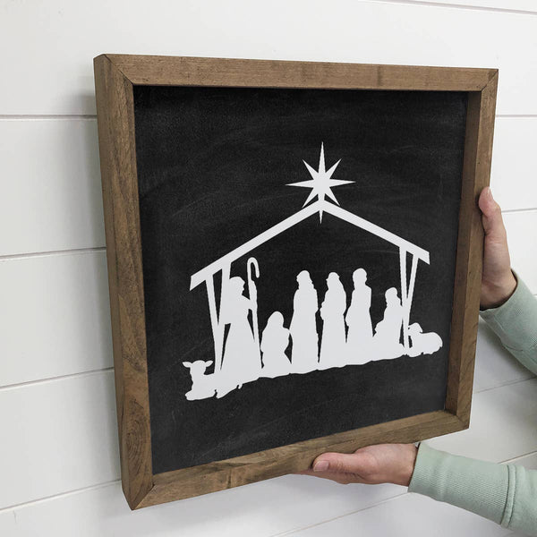 Nativity Black Canvas Wall Art Small Christmas Small Decor