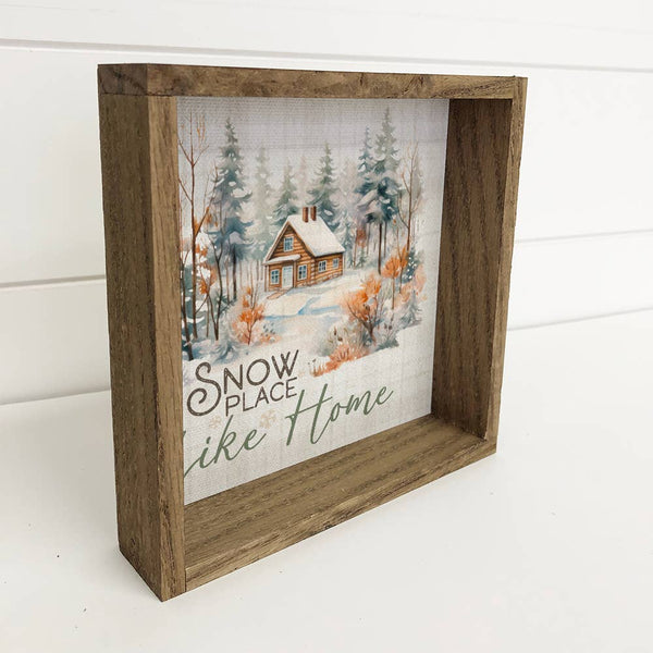 Vintage Snow Place like Home - Framed Holiday Canvas Art