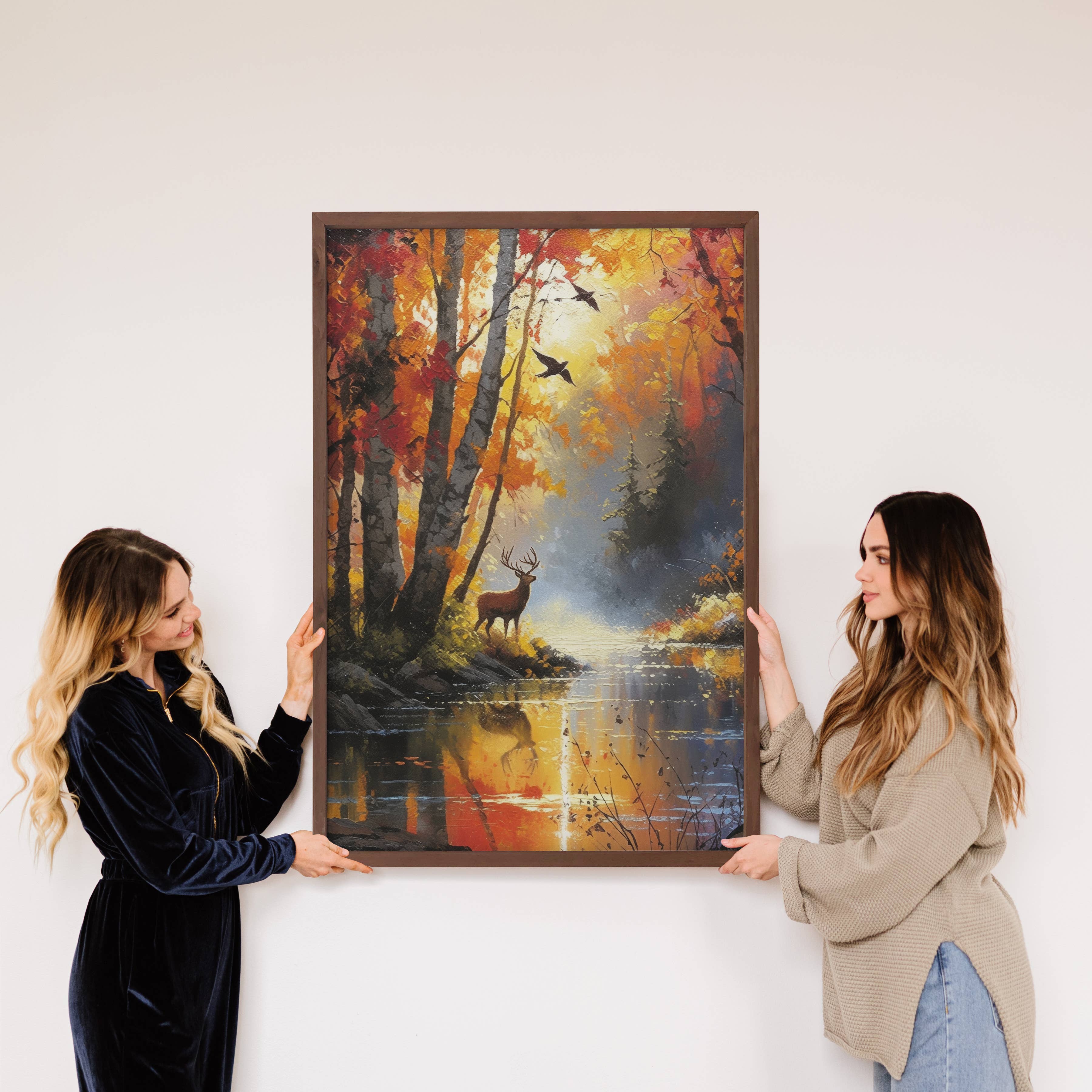 Deer in the Wood in the Fall - Fall Mountain Canvas Art