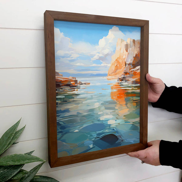 Lake Powell Abstract - Abstract Lake Canvas Art - Wood Frame