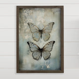 Vintage Blue Aged Butterflies - Butterfly Canvas Art