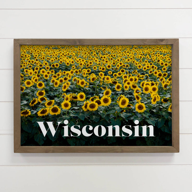 Custom State or Location - Sunflower Wisconsin - Wood Sign