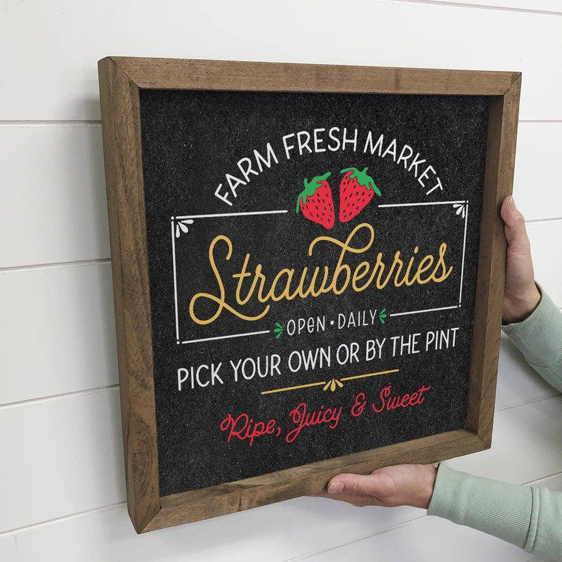 Fresh Strawberries Sign - Cute Farmers Market Sign